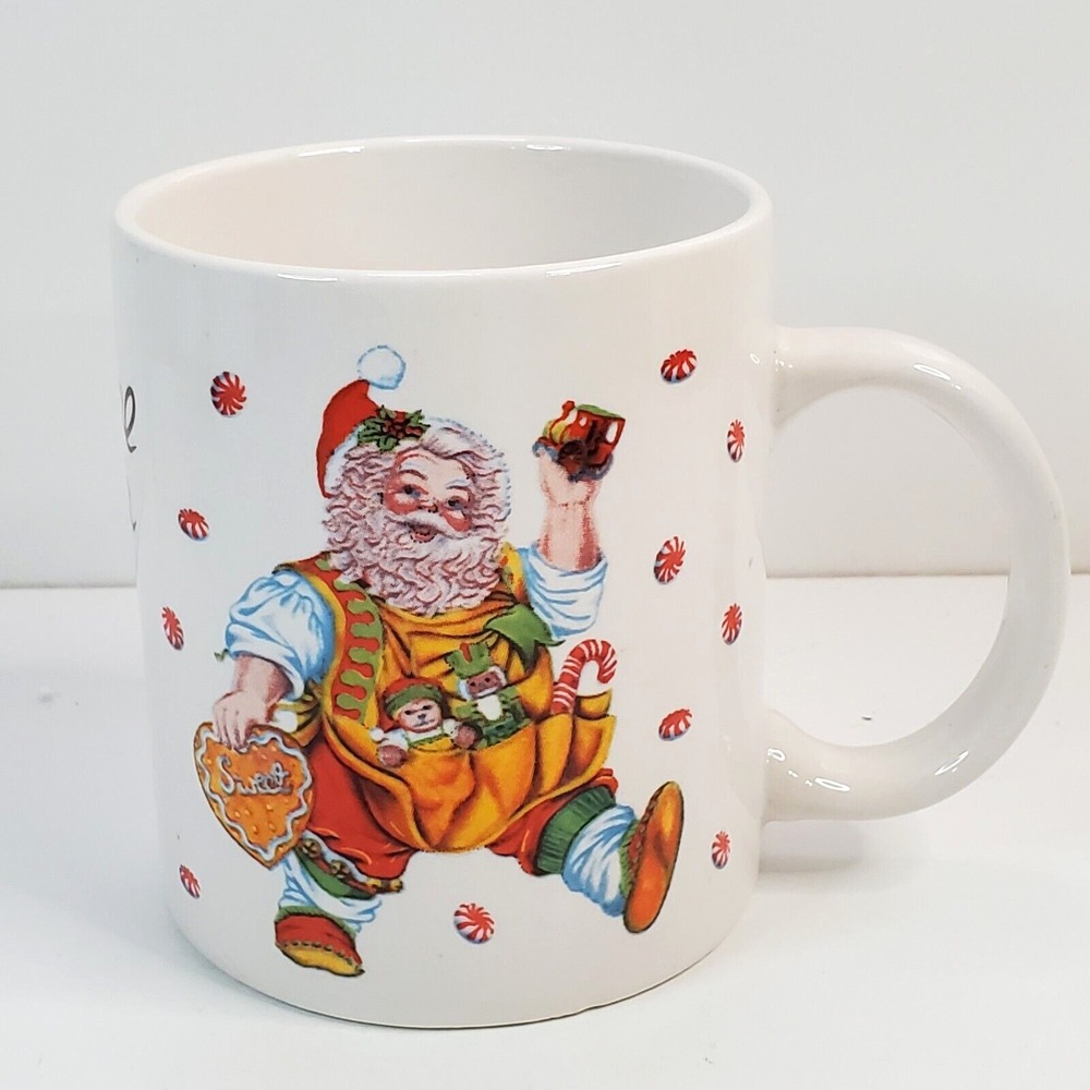 Vtg Sakura Cheryl Ann Johnson Santas Magical Cookies Christmas Coffee Mug Cup